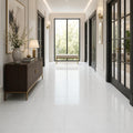 Thassos White 18x18 Polished Marble Tile — Hallway floor