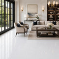 Thassos White 18x18 Polished Marble Tile — Living Room floor