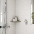 Thassos White 3x6 Subway Honed Marble Tile — Bathroom shower wall