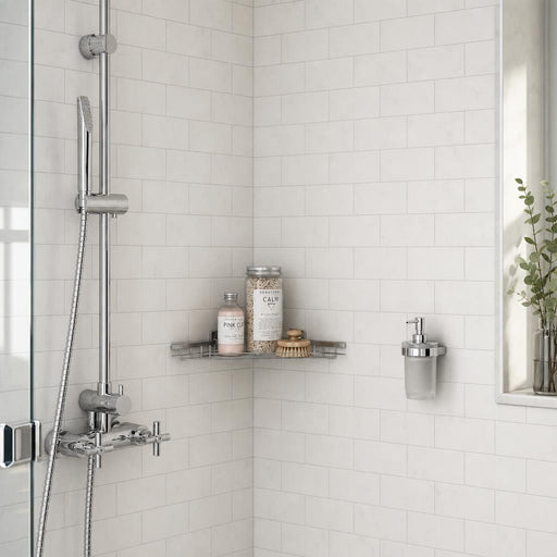 Thassos White 3x6 Subway Honed Marble Tile — Bathroom shower wall