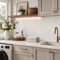Thassos White 3x6 Subway Honed Marble Tile — Laundry Room backsplash
