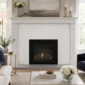 Thassos White 3x6 Subway Honed Marble Tile — Living Room fireplace surround