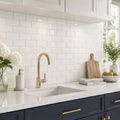 Thassos White 3x6 Subway Polished Marble Tile — Kitchen backsplash