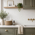 Thassos White 3x6 Subway Polished Marble Tile — Laundry Room backsplash