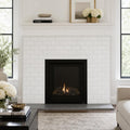 Thassos White 3x6 Subway Polished Marble Tile — Living Room fireplace surround