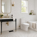 Thassos White 4x12 Subway Honed Marble Tile — Bathroom wall