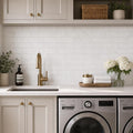 Thassos White 4x12 Subway Honed Marble Tile — Laundry Room backsplash