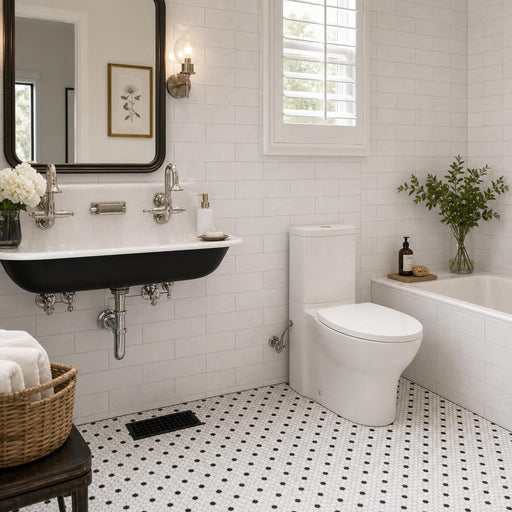 Thassos White 4x12 Subway Polished Marble Tile — Bathroom wall