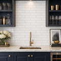 Thassos White 4x12 Subway Polished Marble Tile — Wet Bar backsplash