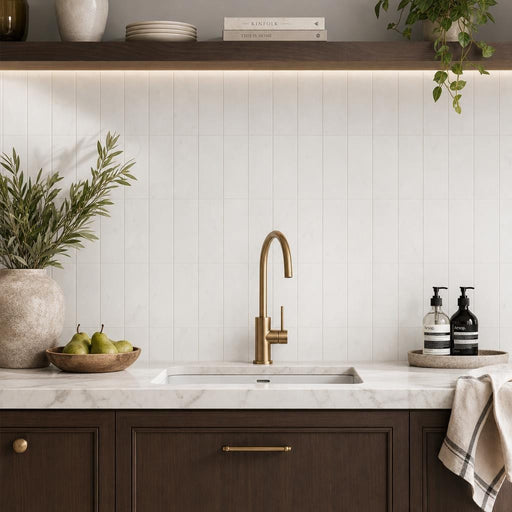 Thassos White 6x12 Subway Honed Marble Tile — Kitchen backsplash