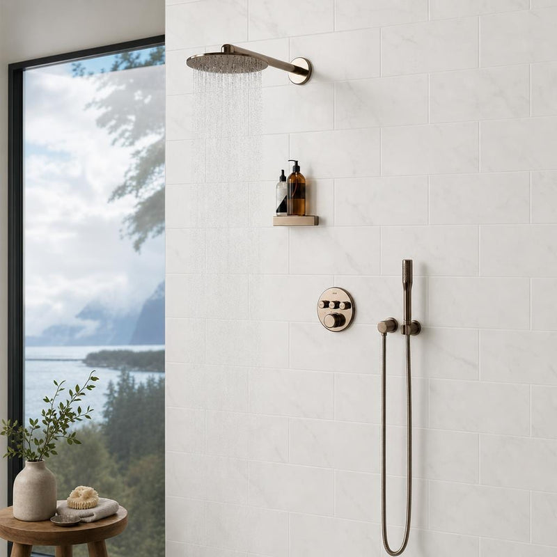 Thassos White 6x12 Subway Polished Marble Tile — Bathroom shower wall