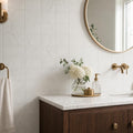 Thassos White 6x12 Subway Polished Marble Tile — Bathroom wall