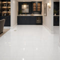 Thassos White AA Select 12x12 Polished Natural Marble Tile — Basement floor