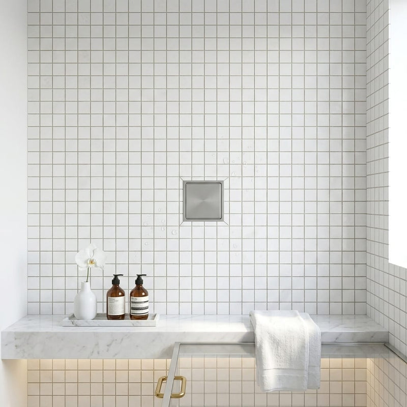 Thassos White (Greek) Marble 1x1 Honed Mosaic — Bathroom shower floor