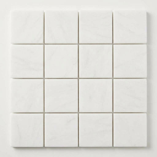 Thassos White (Greek) Marble 1x1 Honed Mosaic close-up