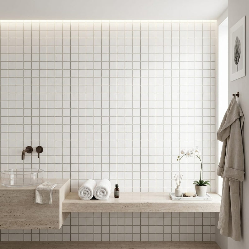 Thassos White (Greek) Marble 1x1 Honed Mosaic — Spa spa interior