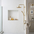 Thassos White (Greek) Marble 1x2 Honed Diamond / Rhomboid Mosaic — Bathroom shower wall