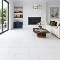 Thassos White (Greek) Marble 12x24 Honed Tile — Living Room floor