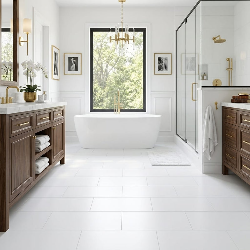 Thassos White (Greek) Marble 12x24 Honed Tile — Primary Bath floor