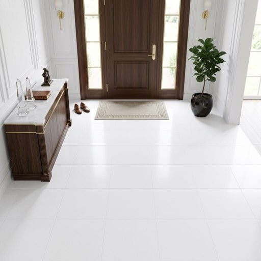 Thassos White (Greek) Marble 18x18 Honed Tile — Foyer floor
