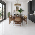 Thassos White (Greek) Marble 18x18 Honed Tile — Living Room floor