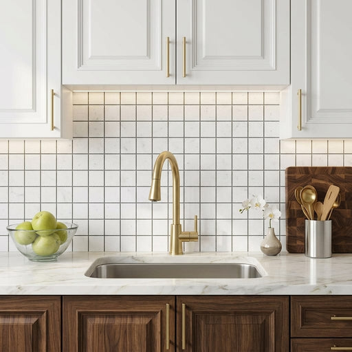 Thassos White (Greek) Marble 2x2 Honed Mosaic — Kitchen backsplash