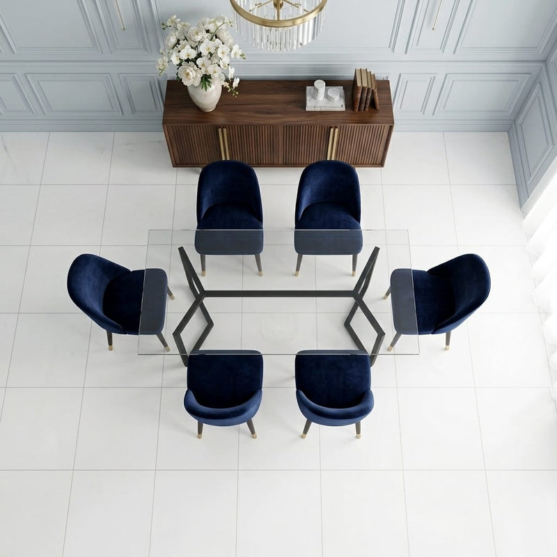 Thassos White (Greek) Marble 24x24 Honed Tile — Dining Room floor