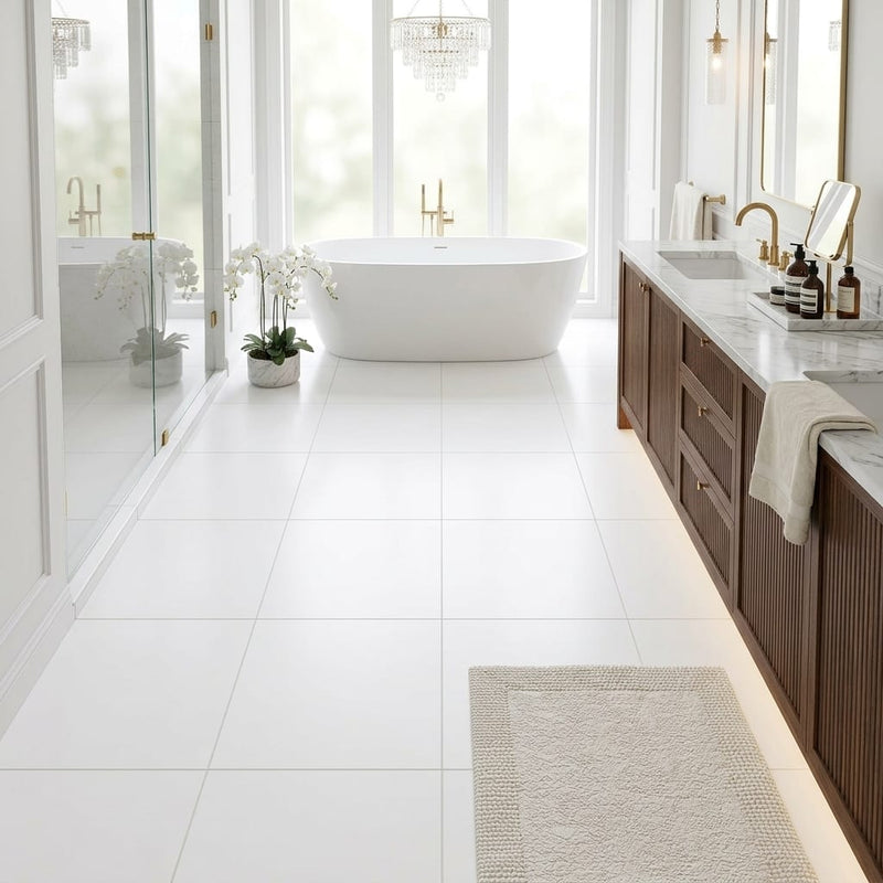 Thassos White (Greek) Marble 24x24 Honed Tile — Primary Bath floor