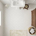 Thassos White (Greek) Marble 3x3 Honed Hexagon Mosaic — Bathroom floor