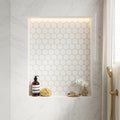 Thassos White (Greek) Marble 3x3 Honed Hexagon Mosaic — Bathroom niche
