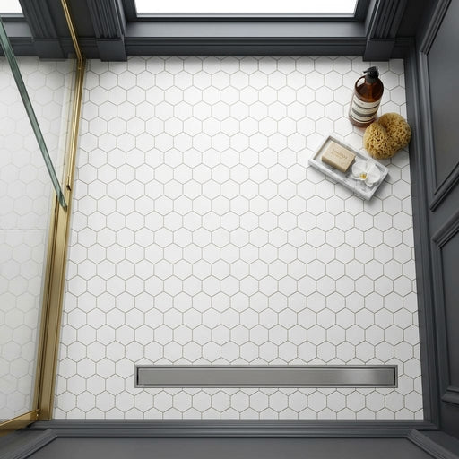 Thassos White (Greek) Marble 3x3 Honed Hexagon Mosaic — Bathroom shower floor