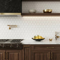 Thassos White (Greek) Marble 3x3 Honed Hexagon Mosaic — Kitchen backsplash
