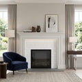 Thassos White (Greek) Marble 3x6 Honed Tile — Living Room fireplace surround