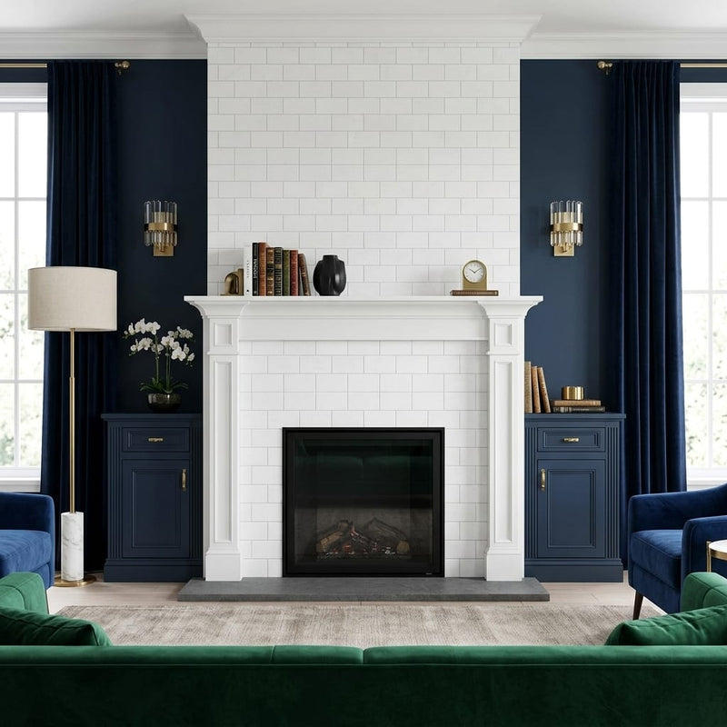Thassos White (Greek) Marble 3x6 Honed Tile — Living Room fireplace surround