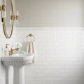 Thassos White (Greek) Marble 3x6 Honed Tile — Powder Room wainscot