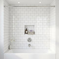 Thassos White (Greek) Marble 3x6 Tumbled Tile — Bathroom tub surround