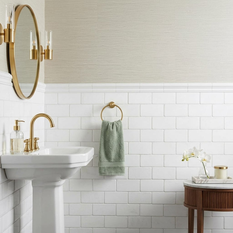 Thassos White (Greek) Marble 3x6 Tumbled Tile — Powder Room wainscot