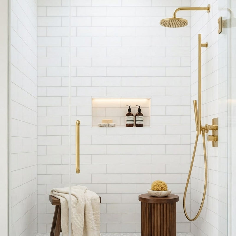 Thassos White (Greek) Marble 4x12 Honed Tile — Bathroom shower wall