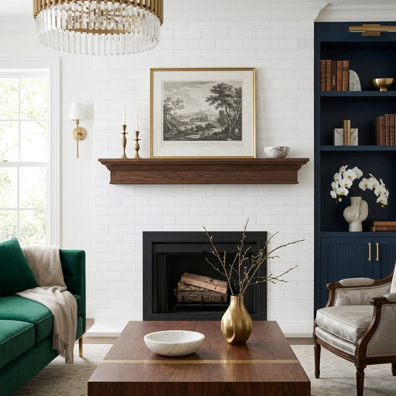 Thassos White (Greek) Marble 4x12 Honed Tile — Living Room fireplace surround