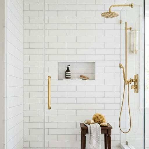 Thassos White (Greek) Marble 4x12 Honed Tile — Bathroom shower wall