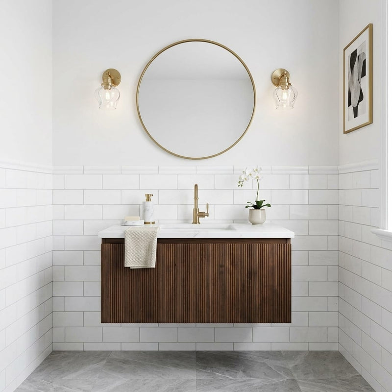 Thassos White (Greek) Marble 4x12 Honed Tile — Powder Room wainscot