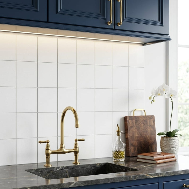 Thassos White (Greek) Marble 4x4 Honed Tile — Kitchen backsplash