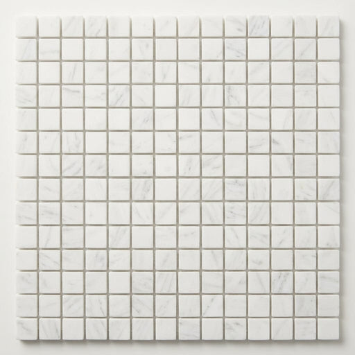 Thassos White (Greek) Marble 5/8x5/8 Honed Mosaic close-up