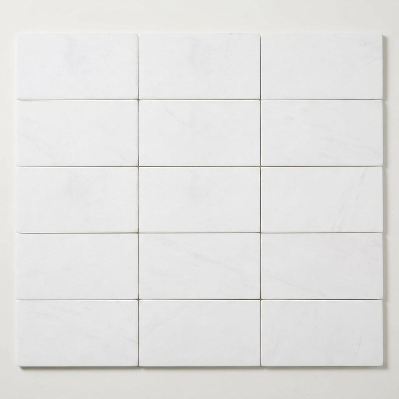 Thassos White (Greek) Marble 6x12 Honed Tile close-up