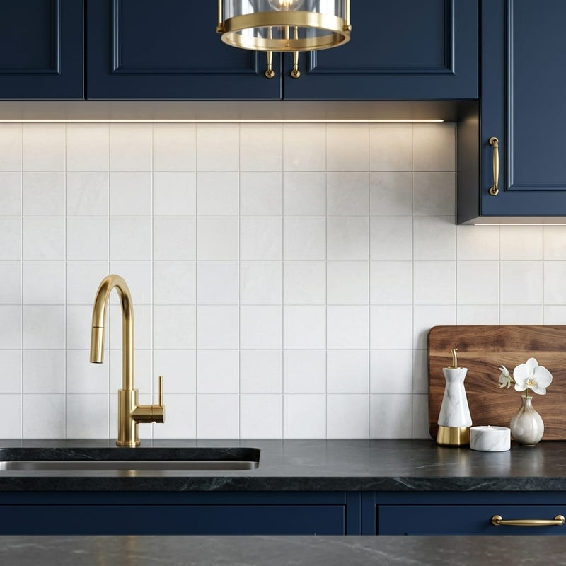 Thassos White (Greek) Marble 6x6 Honed Tile — Kitchen backsplash