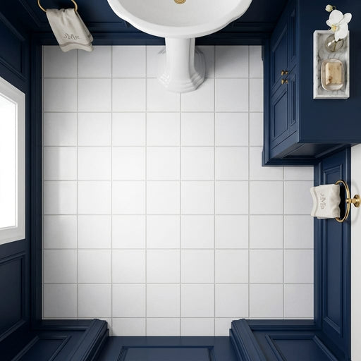 Thassos White (Greek) Marble 6x6 Honed Tile — Powder Room floor