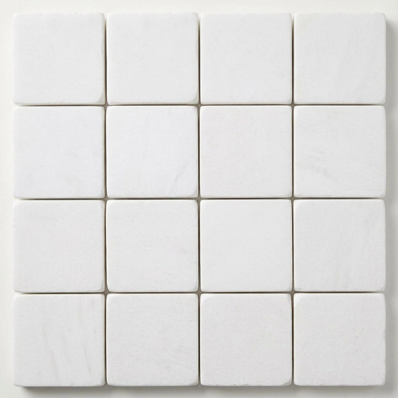 Thassos White (Greek) Marble 6x6 Tumbled Tile close-up