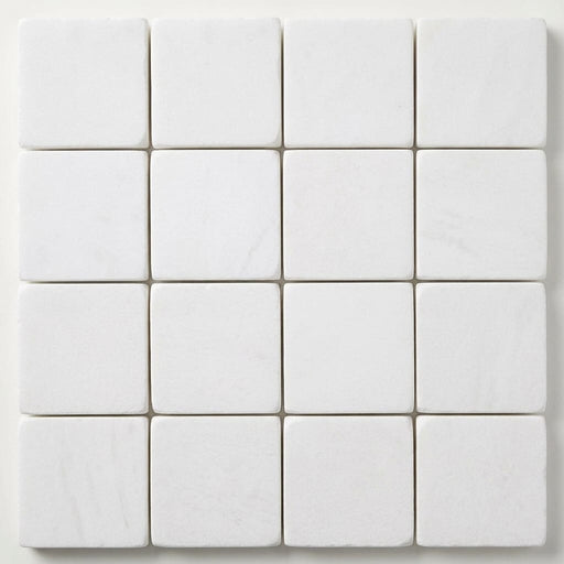 Thassos White (Greek) Marble 6x6 Tumbled Tile close-up