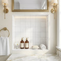 Thassos White Tumbled 4x4 Marble Tile — Bathroom niche