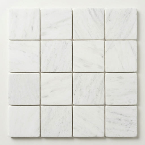 Thassos White Tumbled 4x4 Marble Tile close-up